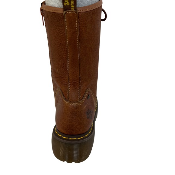 Dr Martens Miranda Boots Womens Size 9 Tan Leather Lace Up Side Zip Cap Toe - Picture 5 of 7